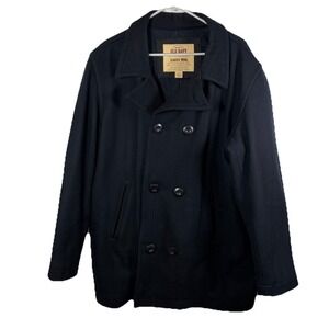 Old Navy Black Pea Coat Men XL Classic Wool Blend Double Breasted Capsule Preppy
